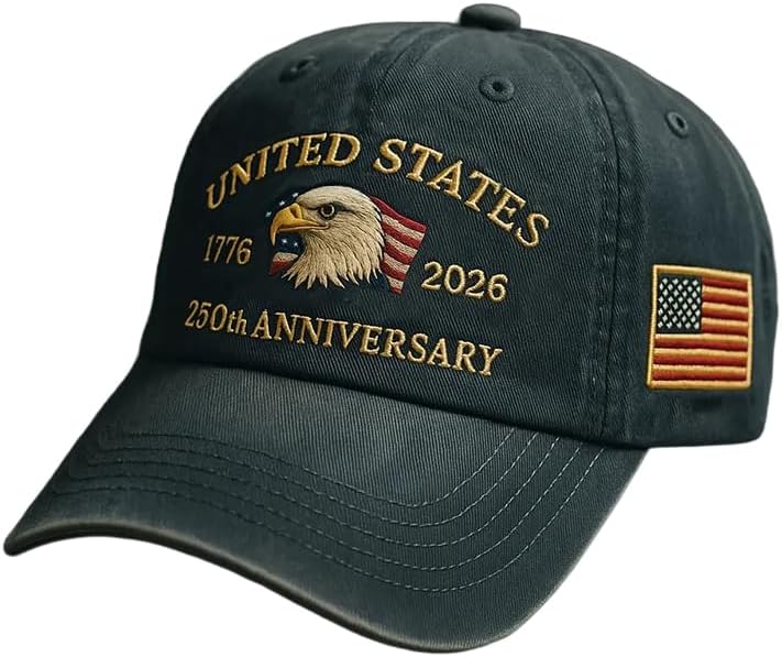 Efdaf Store USA 250th Anniversary Hat, Adjustable 250th Anniversary Printed Patriotic Baseball Caps, Tribute Retro Washed Hat - Image 1